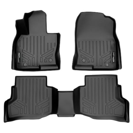 Smartliner SA0257-B0257 Custom Fit 2 Row Floor Mats with Bench Seat for 2016-2022 Mazda CX-9, Black SA0257/B0257